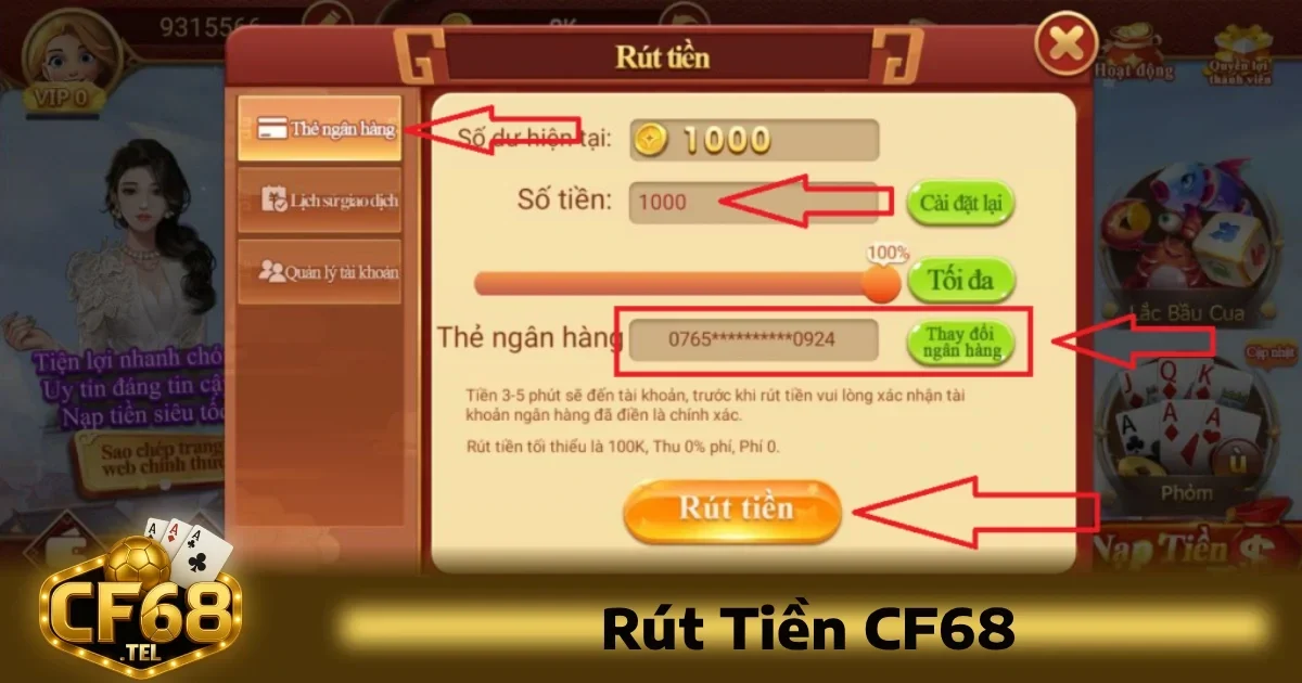 Cf68 28 Hướng dẫn rút tiền từ CF68 một cách an toàn