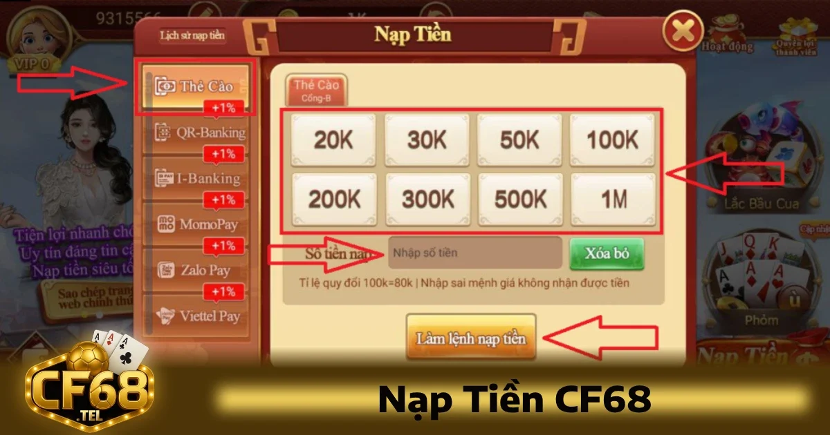 Thông thường, mỗi cách nạp tiền sẽ có các hạn mức tối thiểu và tối đa khác nhau phù hợp với từng loại hình thanh toán, nhằm đảm bảo an toàn và kiểm soát giao dịch.